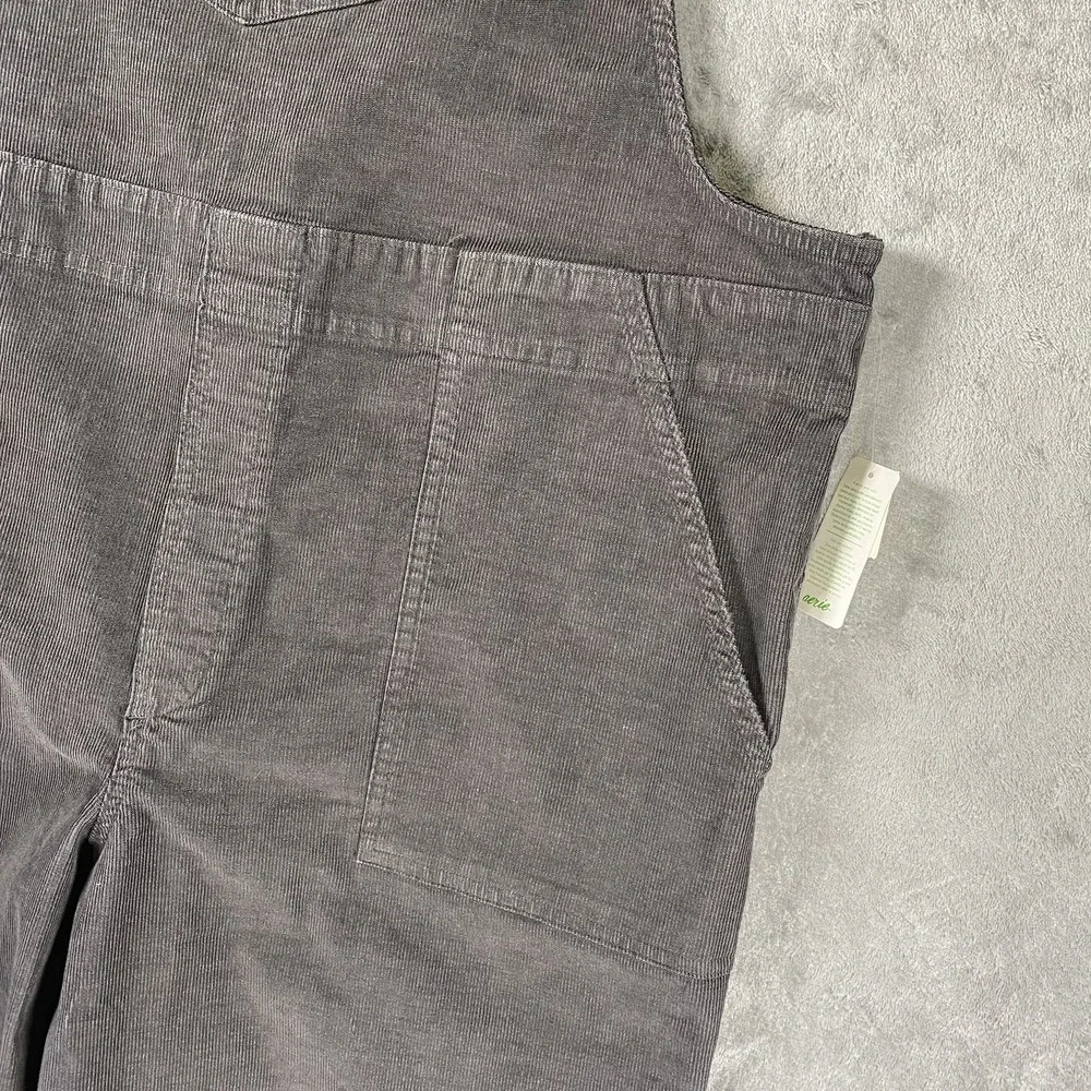 Aerie Overalls Womens Sz XL Grey Corduroy Adjustable Raw Hem Patch Pockets NWT